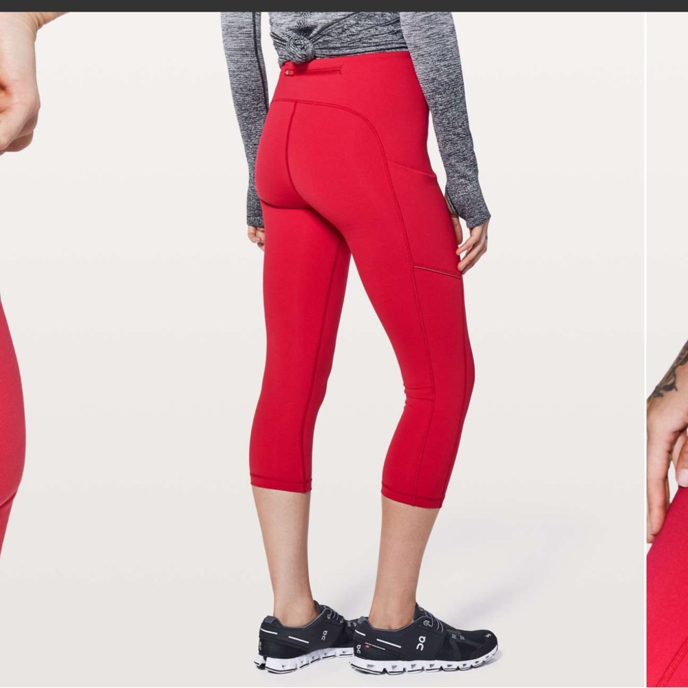 Lululemon Speed Up Crop *21"Flamenco Red Leggings Sz 8